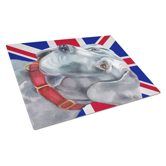 Carolines Treasures LH9598LCB Great Dane with English Union Jack British Flag Glass Cutting Board Large, 12H x 16W,