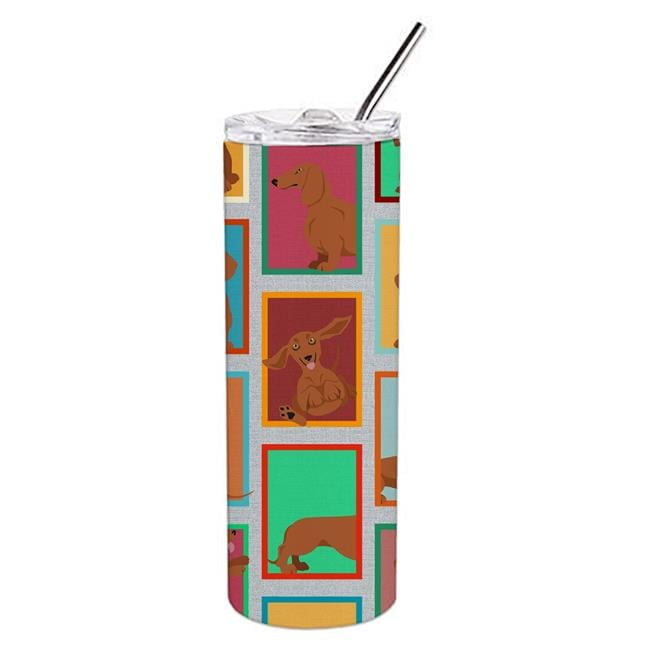 Carolines Treasures MLM1134TBL20 20 oz Unisex Lots of Red Dachshund Stainless Steel Skinny Tumbler