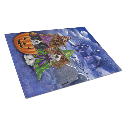 Carolines Treasures PPP3064LCB Cavalier Spaniel Halloween House Glass Cutting Board Large, 12H x 16W, multicolor