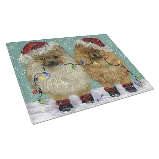 Carolines Treasures PPP3267LCB Pomeranian Christmas Lighten Up Glass Cutting Board Large, 12H x 16W, multicolor