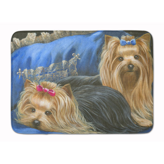 Carolines Treasures PPP3293RUG Yorkshire Terrier Yorkie Satin and Lace Bath Mat Machine Washable  Anti-fatigue Memory