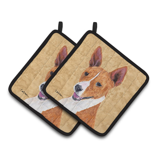 Basenji Wipe your Paws Pair of Pot Holders