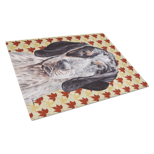 Carolines Treasures SC9673LCB Blue Tick Coonhound Fall Leaves Glass Cutting Board Large, 12H x 16W, multicolor