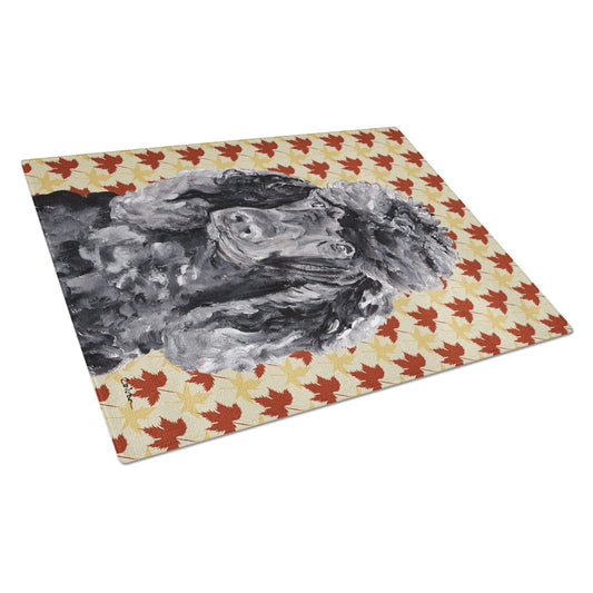 Carolines Treasures SC9674LCB Black Standard Poodle Fall Leaves Glass Cutting Board Large, 12H x 16W, multicolor