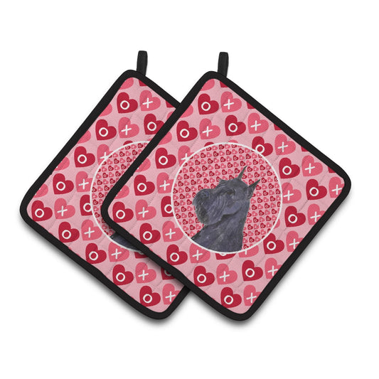 Carolines Treasures SS4523PTHD Schnauzer Hearts Love and Valentines Day Portrait Pair of Pot Holders, 7.5HX7.5W,