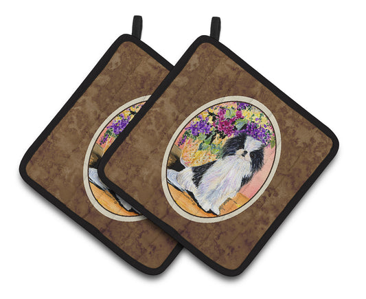 Carolines Treasures SS8299PTHD Japanese Chin Pair of Pot Holders, 7.5HX7.5W, multicolor