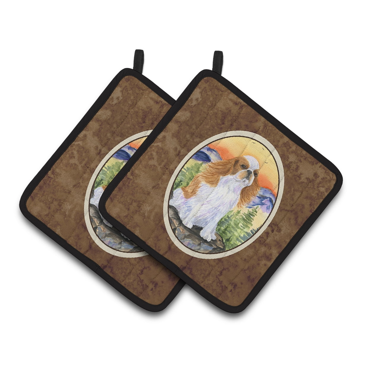 Carolines Treasures SS8311PTHD English Toy Spaniel Pair of Pot Holders, 7.5HX7.5W, multicolor