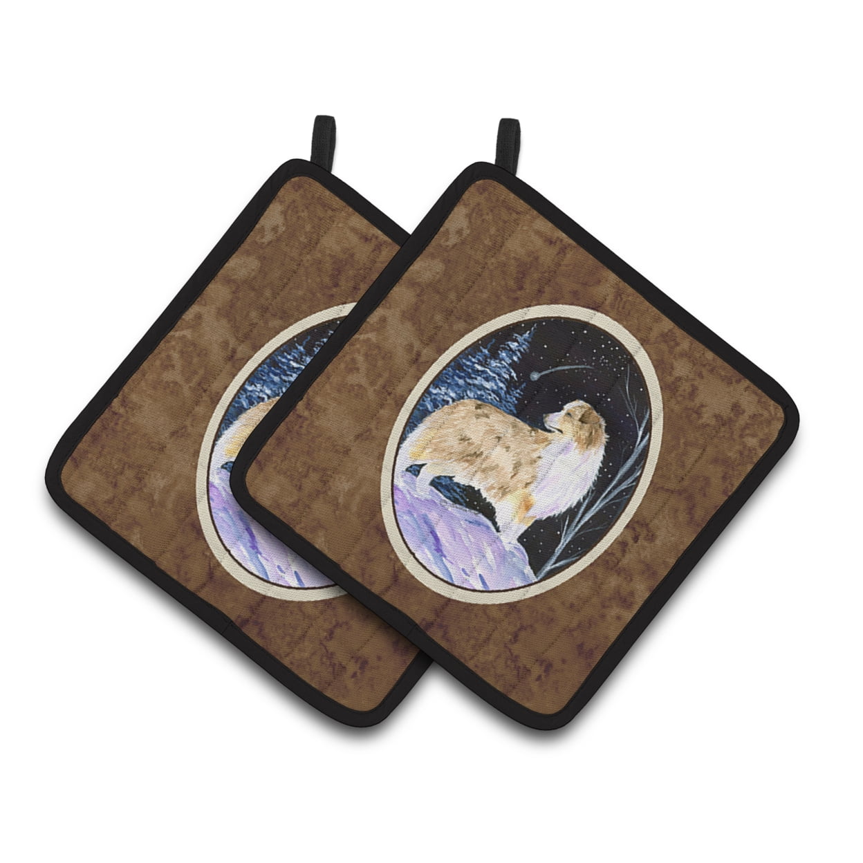 Carolines Treasures SS8359PTHD Starry Night Australian Shepherd Pair of Pot Holders, 7.5HX7.5W, multicolor