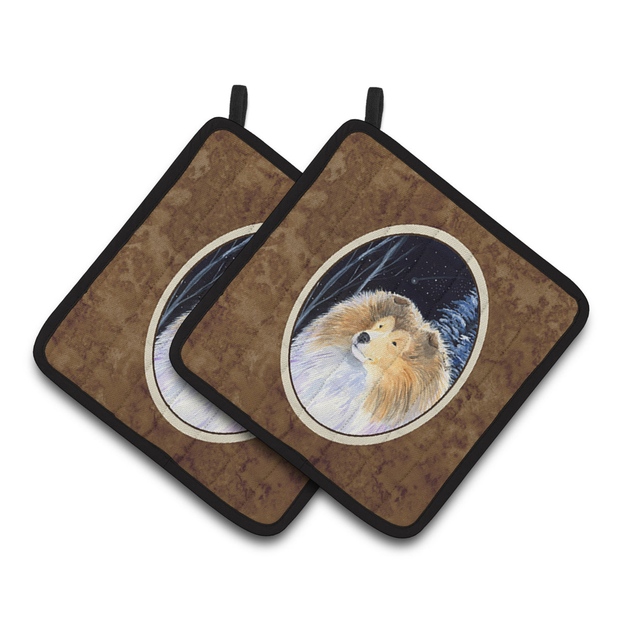 Carolines Treasures SS8360PTHD Starry Night Collie Pair of Pot Holders, 7.5HX7.5W, multicolor