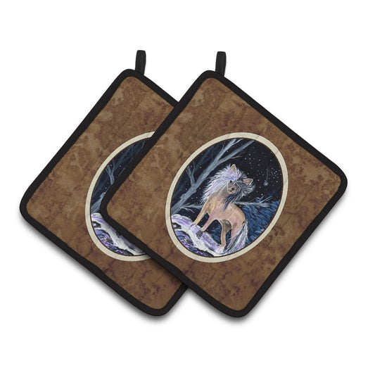 Carolines Treasures SS8390PTHD Starry Night Chinese Crested Pair of Pot Holders, 7.5HX7.5W, multicolor