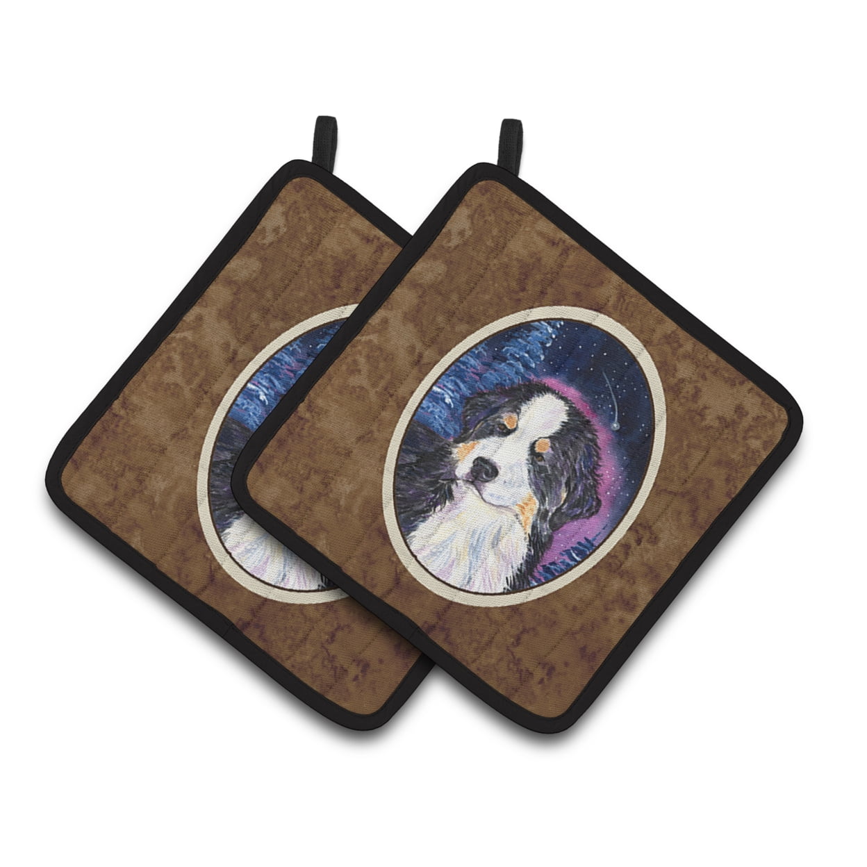 Carolines Treasures SS8446PTHD Starry Night Bernese Mountain Dog Pair of Pot Holders, 7.5HX7.5W, multicolor