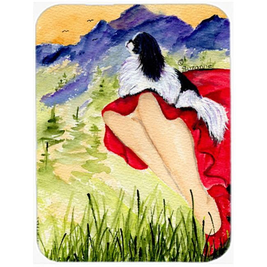 Carolines Treasures SS8524LCB Lady with her Japanese Chin Glass Cutting Board Large, 12H x 16W, multicolor