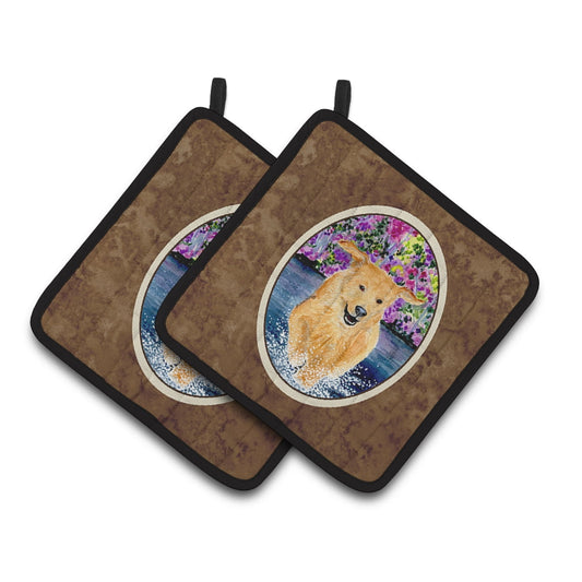 Carolines Treasures SS8627PTHD Golden Retriever Pair of Pot Holders, 7.5HX7.5W, multicolor
