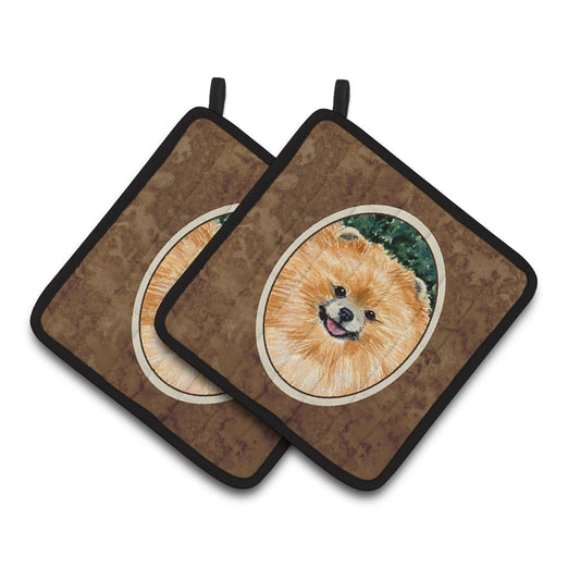 Carolines Treasures SS8725PTHD Pomeranian Pair of Pot Holders, 7.5HX7.5W, multicolor