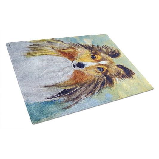 Carolines Treasures Sheltie Toby Glass Cutting Board Large 12H x 16W multicolor