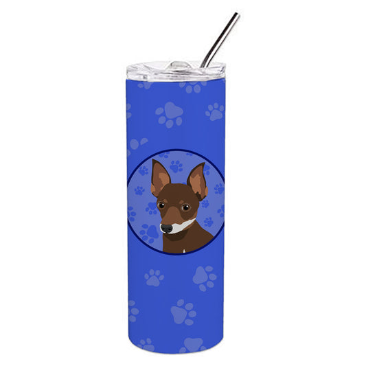 Carolines Treasures WDK1027TBL20 Chihuahua Chocolate and White Design2  Stainless Steel 20 oz Skinny Tumbler Blue 20 oz