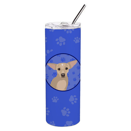 Carolines Treasures WDK1033TBL20 Chihuahua Silver  Stainless Steel 20 oz Skinny Tumbler Blue 20 oz multicolor