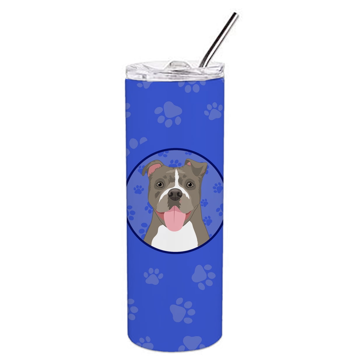 Carolines Treasures WDK1141TBL20 Pit Bull Blue Design2  Stainless Steel 20 oz Skinny Tumbler Blue 20 oz multicolor