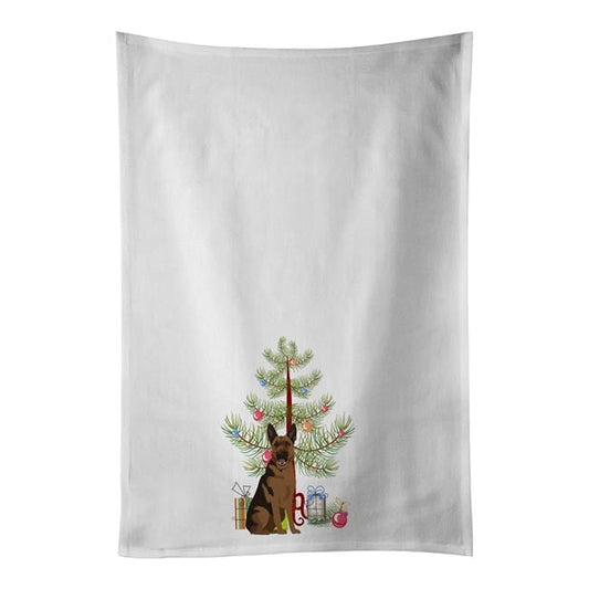 Carolines Treasures WDK3062WTKT 28 x 19 in. Unisex German Shepherd Black & Tan No.2 Christmas White Dish Towels Kitchen Towel - Set of 2