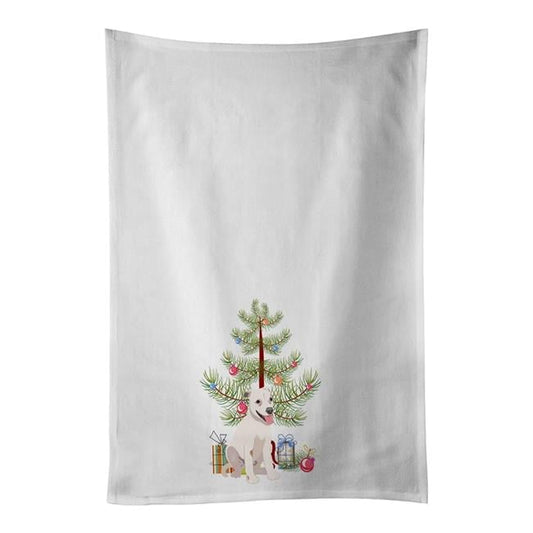 Carolines Treasures WDK3115WTKT 28 x 19 in. Unisex Pit Bull Puppy Christmas White Dish Towels Kitchen Towel - Set of 2