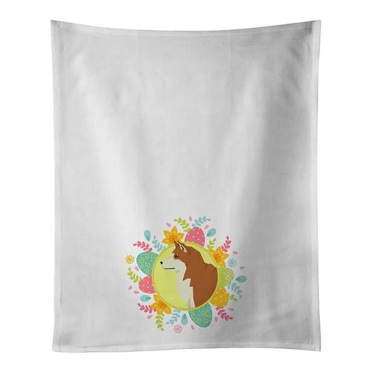 Carolines Treasures WDK3192WTKT 28 x 19 in. Unisex Akita Easter White Dish Towels Kitchen Towel - Set of 2