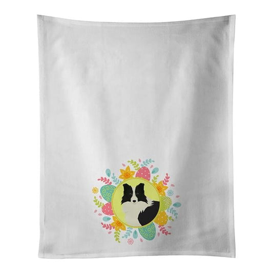 Carolines Treasures WDK3202WTKT 28 x 19 in. Unisex Border Collie Easter White Dish Towels Kitchen Towel - Set of 2