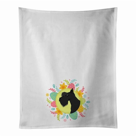 Carolines Treasures WDK3240WTKT 28 x 19 in. Unisex Scottish Terrier Easter White Dish Towels Kitchen Towel - Set of 2