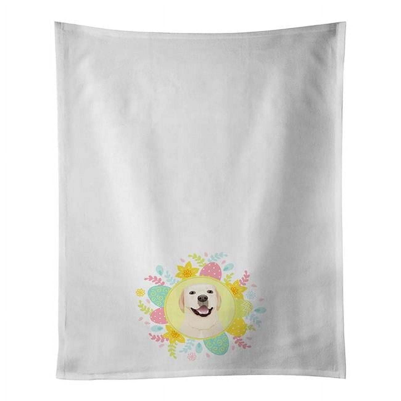 Carolines Treasures WDK3469WTKT 28 x 19 in. Unisex Labrador Retriever Yellow No.2 Easter White Dish Towels Kitchen Towel - Set of 2