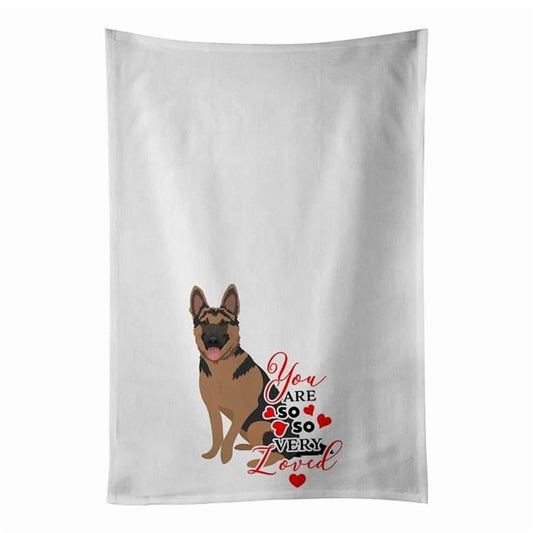 Carolines Treasures WDK3929WTKT 28 x 19 in. Unisex German Shepherd Red & Black So Loved White Dish Towels Kitchen Towel - Set of 2