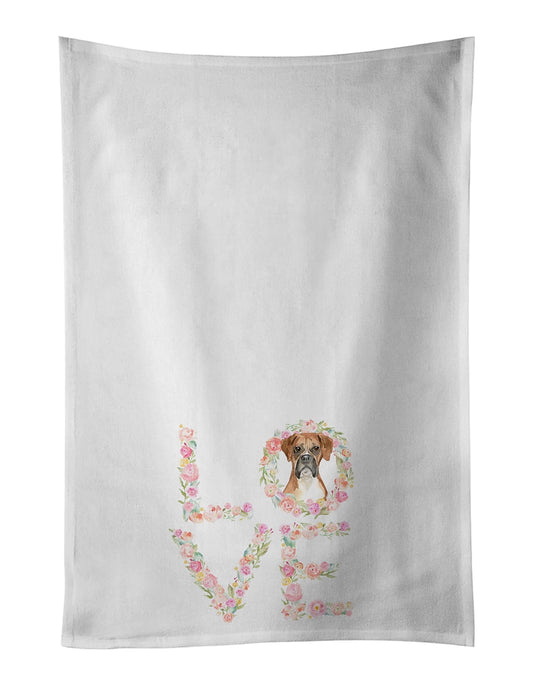 Boxer Love White Kitchen Towel Set of 2 Dish Towels 19 in x 28 in