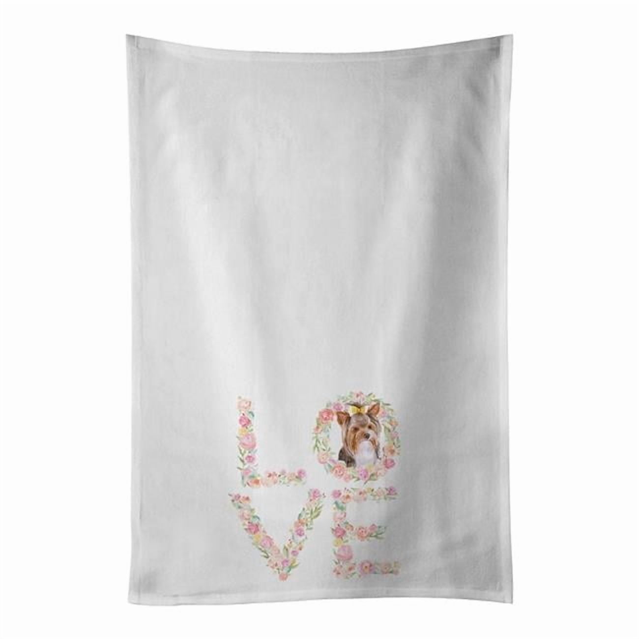 Carolines Treasures WDK4640WTKT 28 x 19 in. Unisex Yorkshire Terrier Yorkie No.2 Love White Dish Towels Kitchen Towel - Set of 2