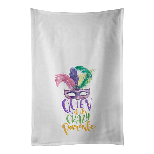 Carolines Treasures WDK4674WTKT Queen of the Crazy Parade Mardi Gras White Kitchen Towel Set of 2 Dish Towels 19 X 25"