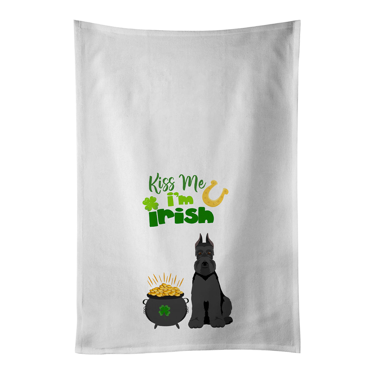 Carolines Treasures WDK4894WTKT Black Schnauzer St. Patricks Day White Kitchen Towel Set of 2 Dish Towels 19 X 25"