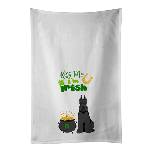 Carolines Treasures WDK4894WTKT Black Schnauzer St. Patricks Day White Kitchen Towel Set of 2 Dish Towels 19 X 25"