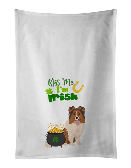 Carolines Treasures WDK4900WTKT Sable Sheltie St. Patricks Day White Kitchen Towel Set of 2 Dish Towels 19 X 25"