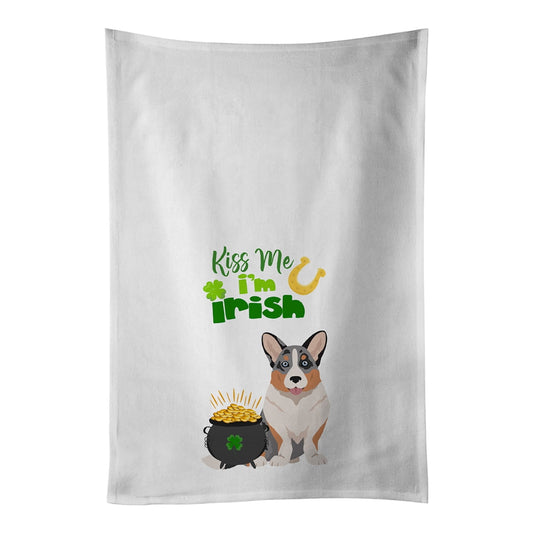Carolines Treasures WDK4911WTKT Blue Merle Cardigan Corgi St. Patricks Day White Kitchen Towel Set of 2 Dish Towels 19 X