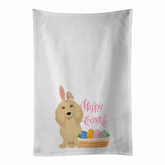 Carolines Treasures WDK5001WTKT 28 x 19 in. Longhair Cream Dachshund Easter White Kitchen Towel, Set of 2