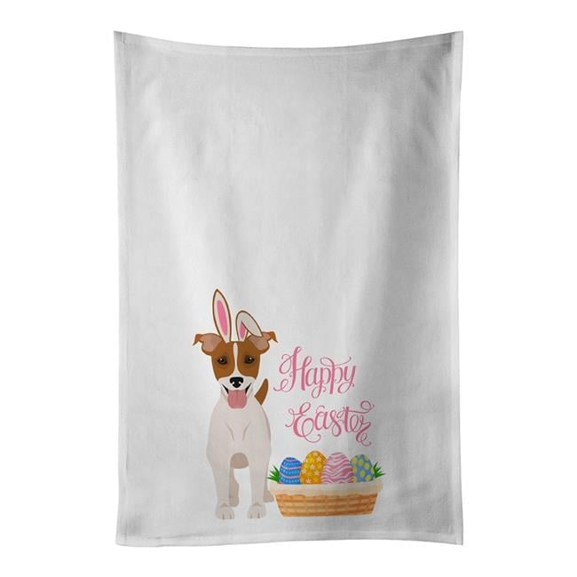 Carolines Treasures WDK5046WTKT 28 x 19 in. Brown White Smooth Jack Russell Terrier Easter White Kitchen Towel, Set of 2