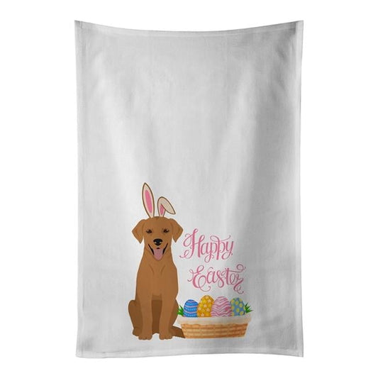 Carolines Treasures WDK5051WTKT 28 x 19 in. Red Fox Labrador Retriever Easter White Kitchen Towel, Set of 2