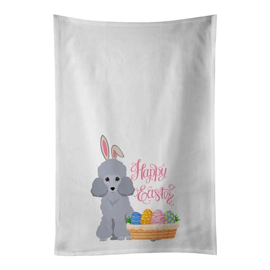 Carolines Treasures WDK5077WTKT 28 x 19 in. Toy Silver Poodle Easter White Kitchen Towel, Set of 2