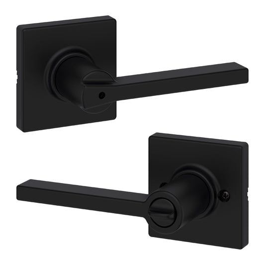 Kwikset Casey Square Privacy Lever Doorknob Matte Black - Contains 2 Levers