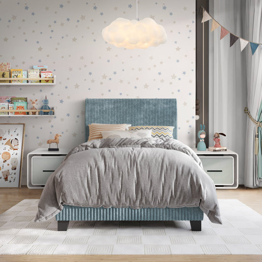 Castle Place Chic Corduroy Velvet Upholstered Queen Bed, White