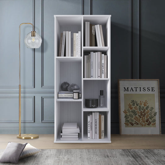 Castle Place Simple 7-Cube Open Shelf Bookcase, White