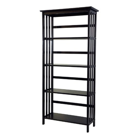 Casual Home Mission Style 5-Shelf  Bookcase-Walnut