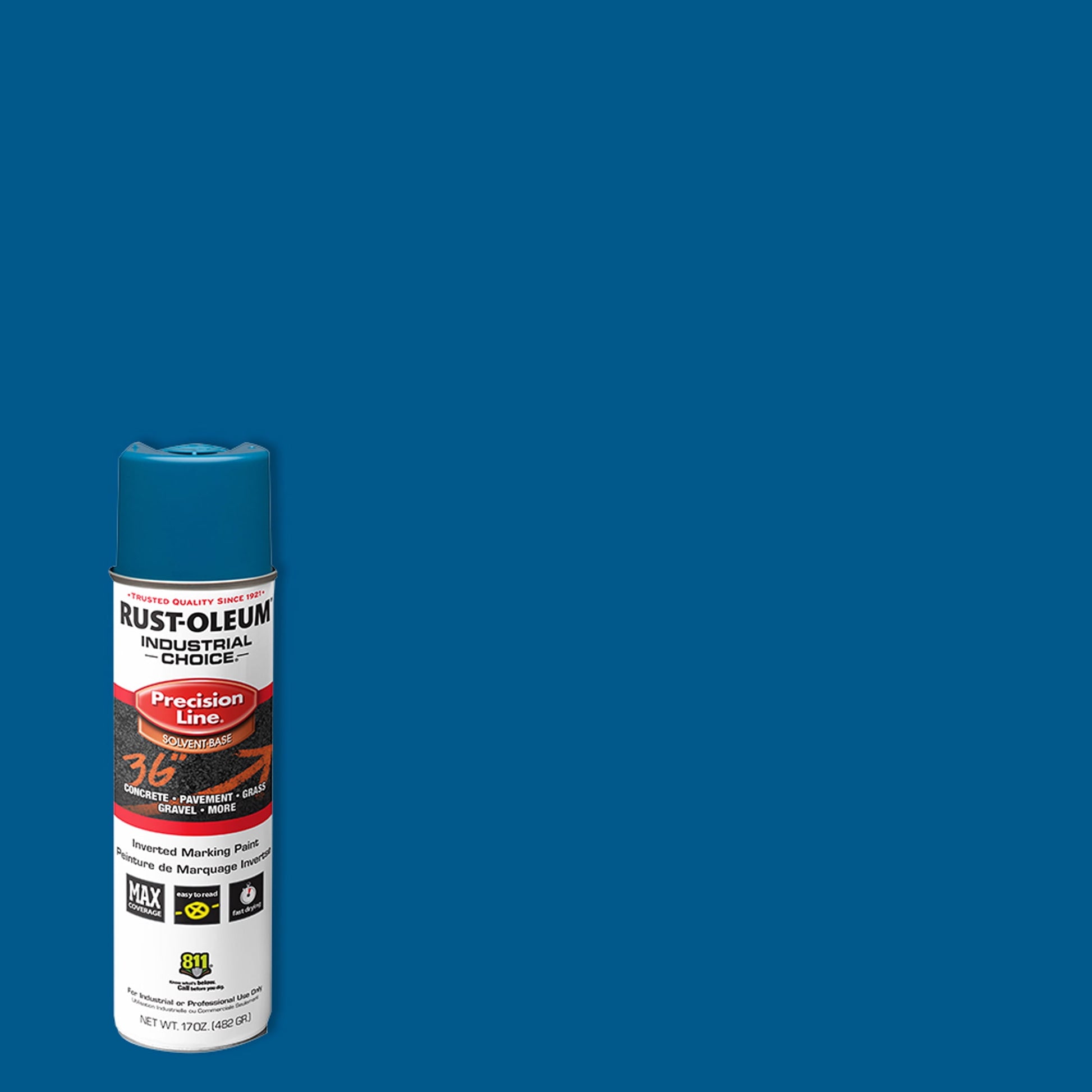 12 Pack, Caution Blue, Rust-Oleum Precision Line Marking Flat Spray Paint- 17 oz