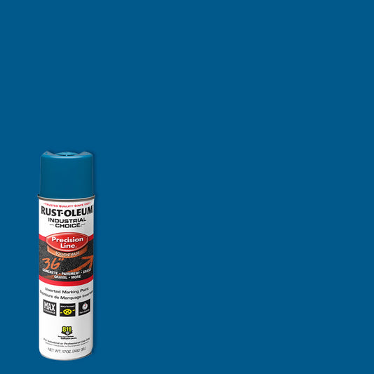 12 Pack, Caution Blue, Rust-Oleum Precision Line Marking Flat Spray Paint- 17 oz