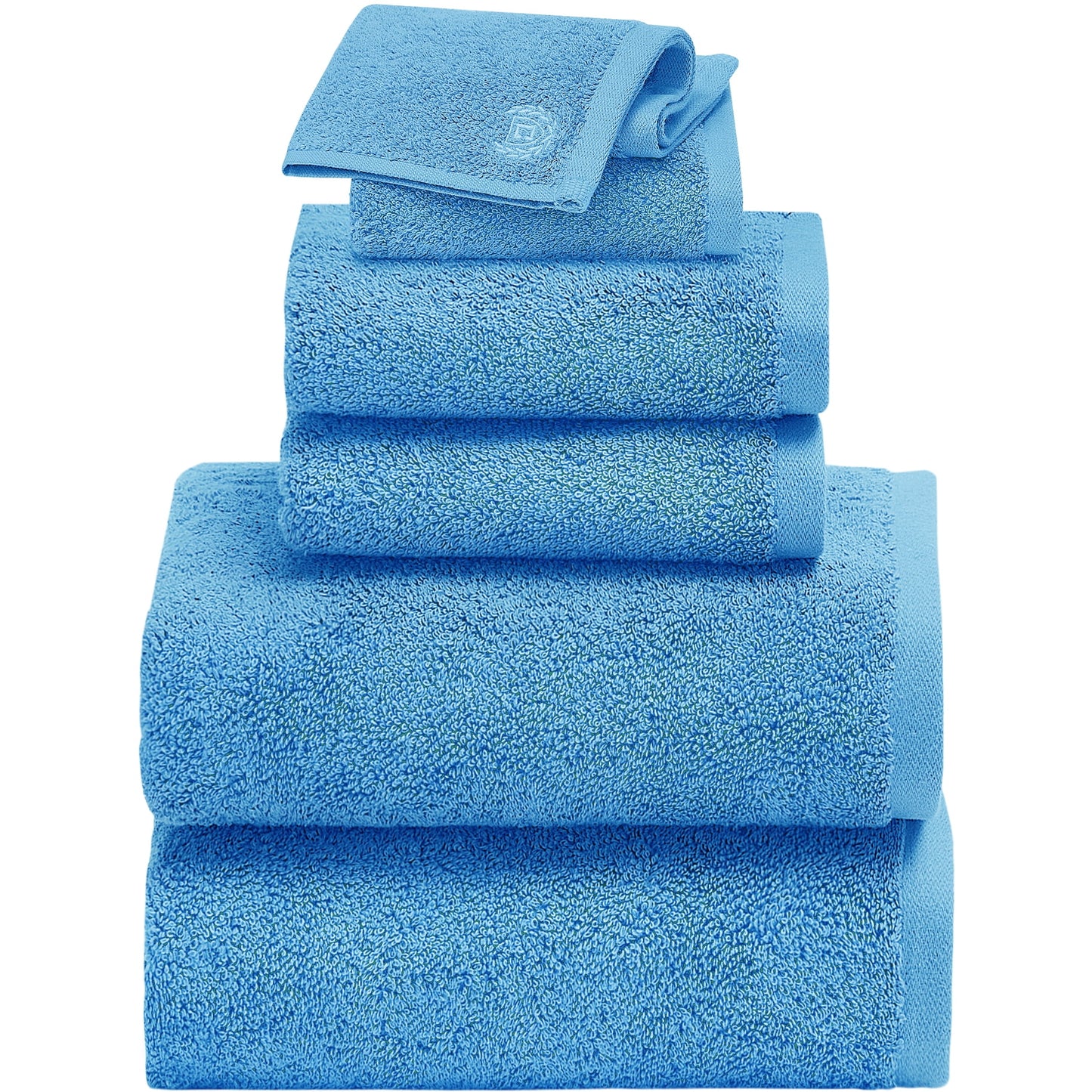 Chaps Juegos de Toallas de BaÃ±o de 6 Piezas para BaÃ±o - Juego de Toallas de AlgodÃ³n Hilado en Anillo - Azul