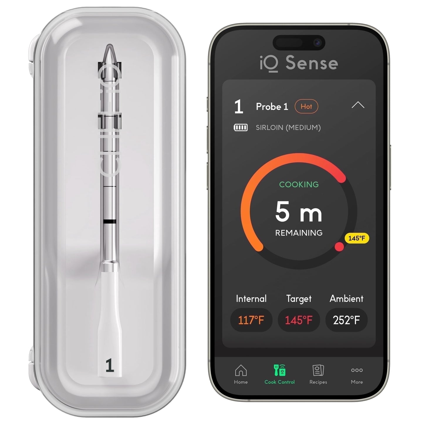 iQ Sense by CHEF iQ TermÃ³metro InalÃ¡mbrico Inteligente, WiFi de Alcance Ilimitado, 5 Sensores, Sonda Ultrafina - Gen 3