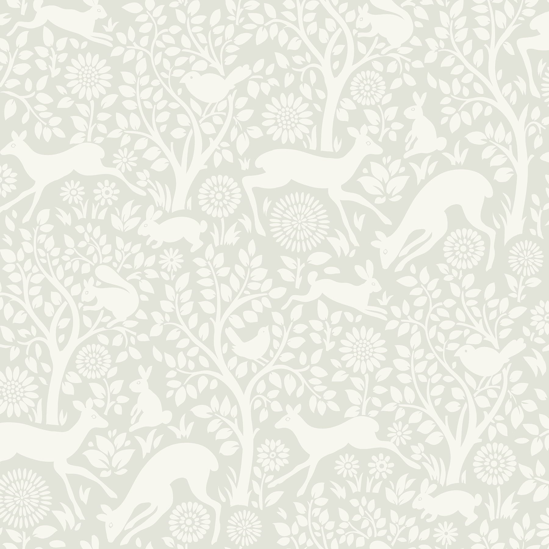Chesapeake Anahi Light Grey Forest Fauna Prepasted Easy Walls Wallpaper, 20.5-in by 33-ft, 56.4 sq. ft.