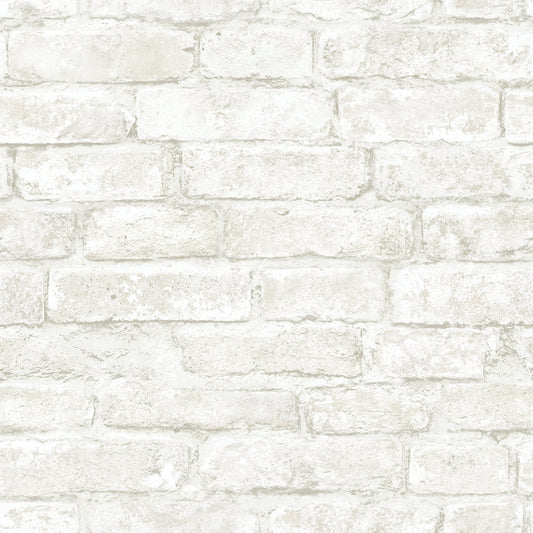 Chesapeake Arlington Off White Brick Prepasted Non Woven Blend Wallpaper, 20.5-in by 33-ft, 56.4 sq. ft.